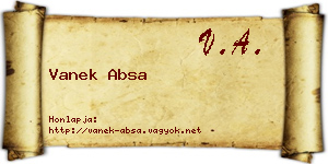 Vanek Absa névjegykártya